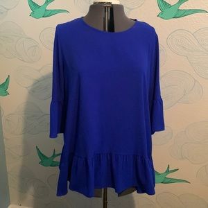 Royal blue top with loose gathered detail on sleeves and hem. Great condition